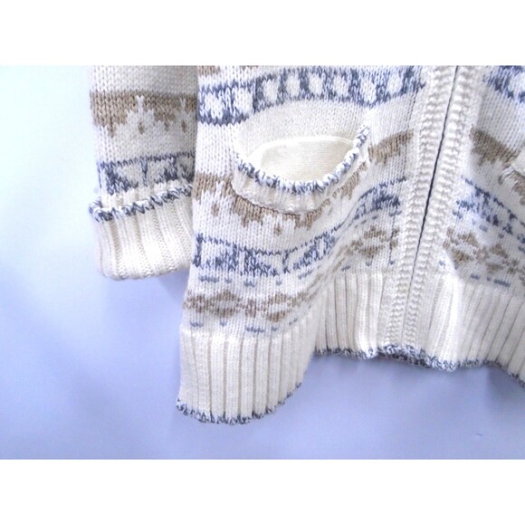Eddie Bauer 'Grandpa' Tribal Knit Cardigan Women Size XL Wool Blend Front Pocket - Picture 2 of 10